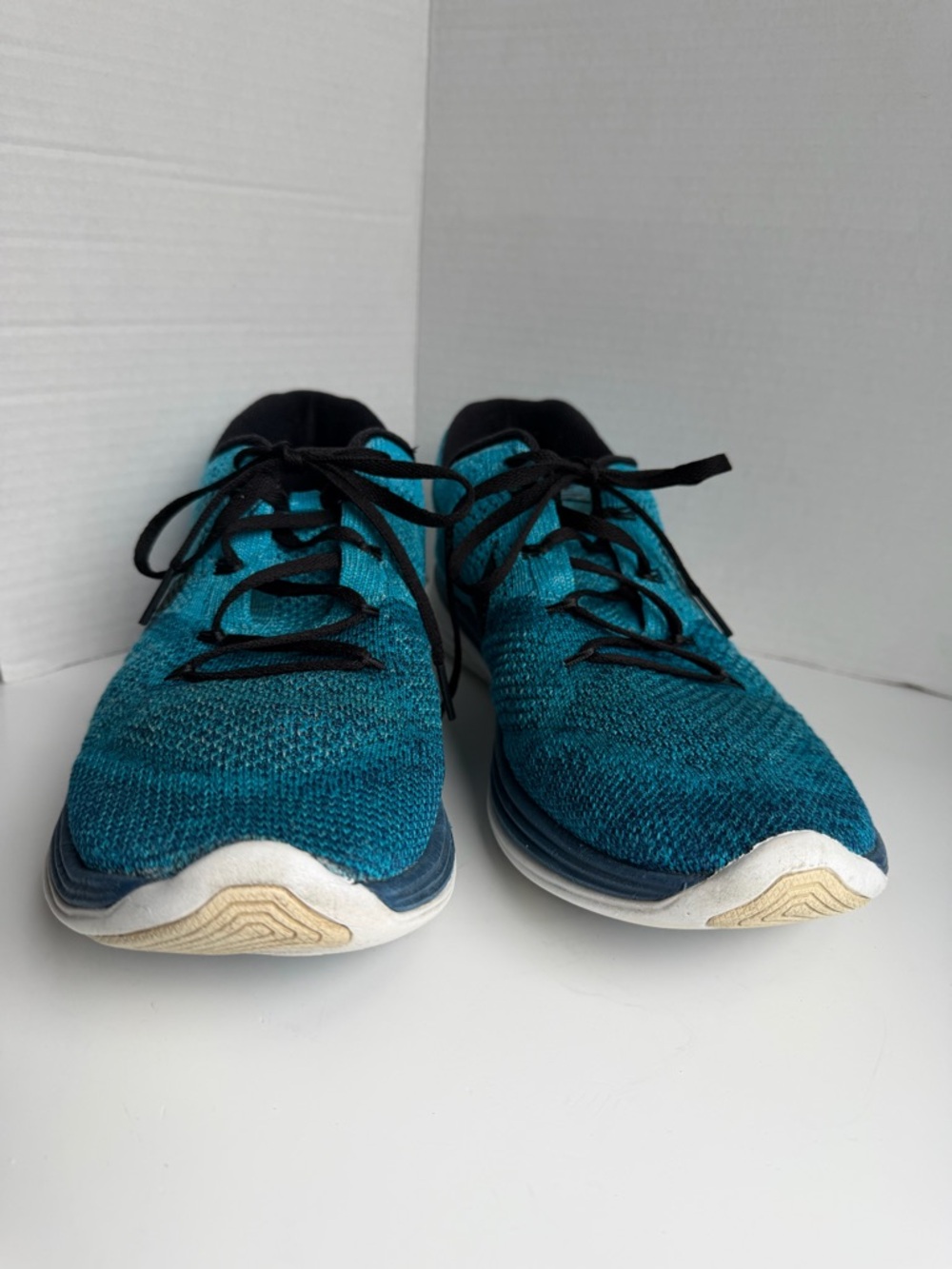 Nike Flyknit Lunar 3 698181-401 Blue White Running Shoes Lace Up Mens Size 12 - Picture 4 of 16